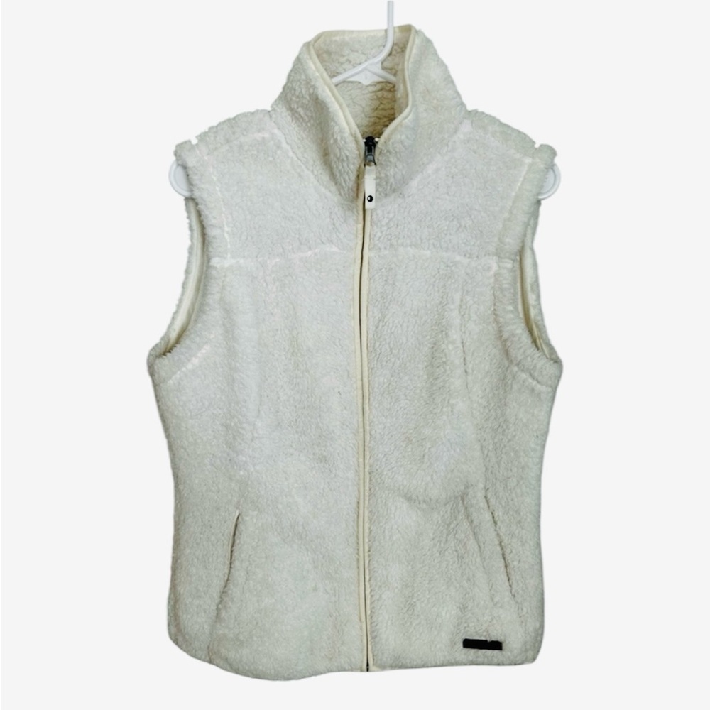 Free Country Cream Fleece Vest Women’s Medium Cozy Soft Zip Front Layer Jacket